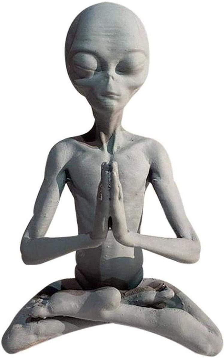 Dailygoods Mediterend Alien Standbeeld - Uniek Retro Hars Sculptuur voor Binnen en Buiten Decoratie