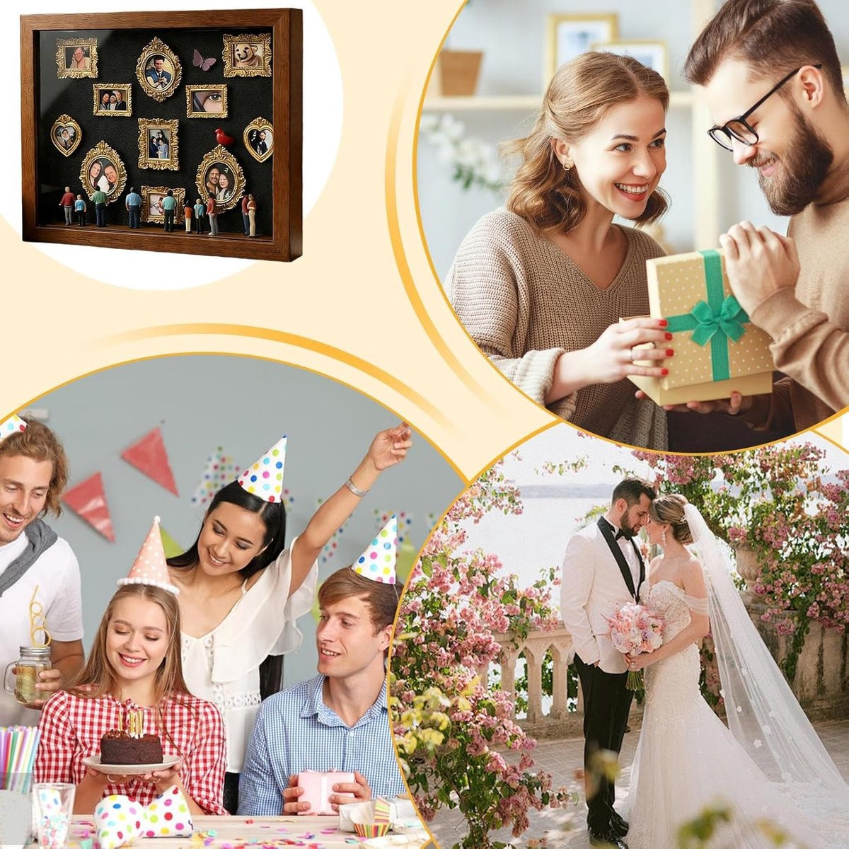 Mini museumframe Fotokoffer display met LED-licht - Bruin - 22.7 x 31.4 cm