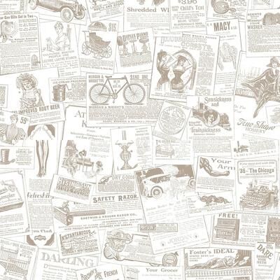 Newspaper Newspaper Wallpaper Novelty in Beige