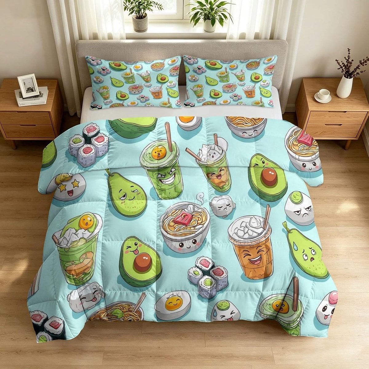 Blauwe dekbedset met kussenslopen en 3D-patroon, omkeerbaar microvezel beddengoed, 155 x 220 cm