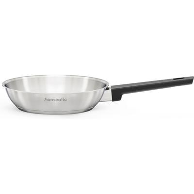 Bratpfanne HANSEATIC "SMART", silber (silberfarben), B:21,7cm H:4,5cm L:38,3cm Ø:20cm, Pfannen, Bratpfanne, ohne Beschichtung, energiesparend, für alle Herdarten, inkl. Induktion