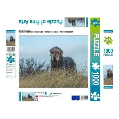 CALVENDO Puzzle Irischer Wolfshund blickt von einer Düne in einer Heidelandschaft 1000 Teile Lege-Größe 640 x 480 cm Foto-Puzzle Bild von Annett