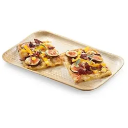 Natureko Palmblatt Teller rechteckig 24 x 16 x 1,5 cm Karton (100 Stück)