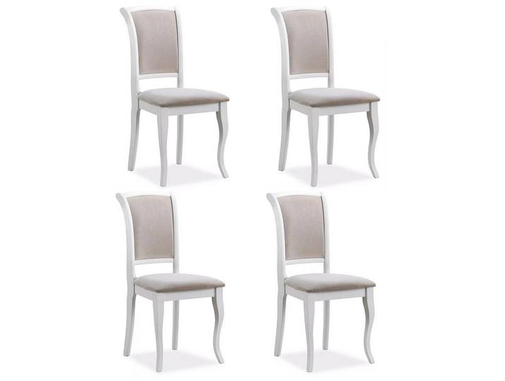 Feldmann-Wohnen Esszimmerstühle Olivia 4-teilig Weiß / Beige, Weiß, Beige, Holz, 45x96x42 cm, Esszimmer, Stühle