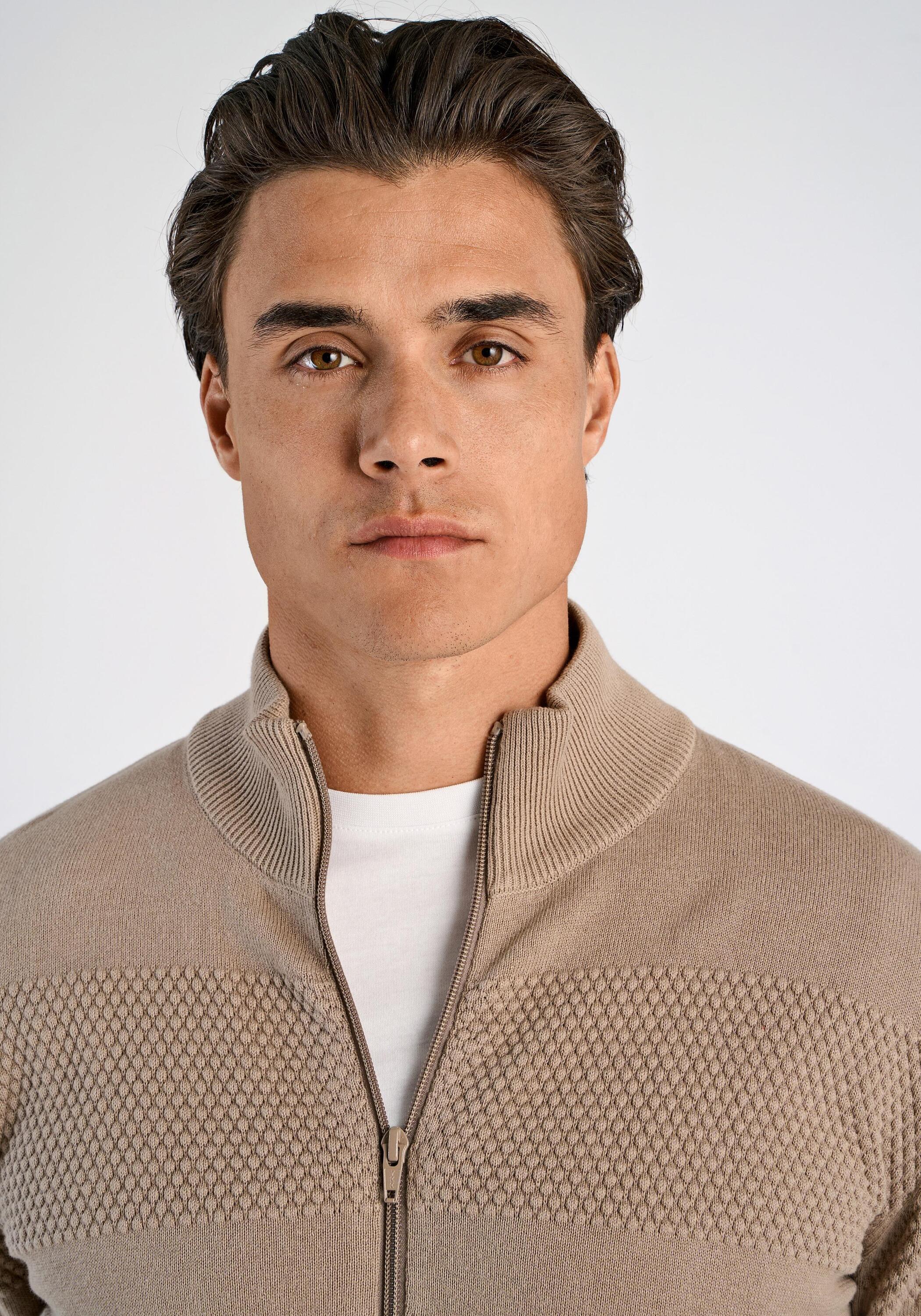 Cardigan LINDBERGH "Cardigan Relaxed Fit", Herren, Gr. L, beige (sand), Obermaterial: 100% Baumwolle, Strickjacken