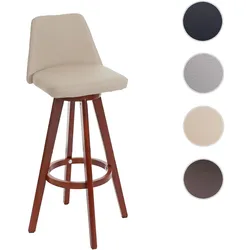 Barhocker HWC-C43, Barstuhl Tresenhocker, Holz Kunstleder drehbar ~ creme