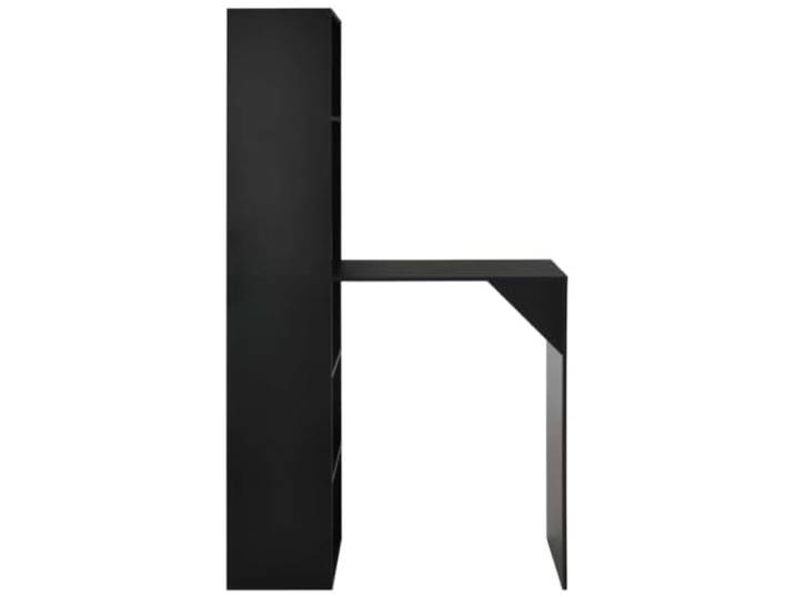 Bartisch mit Schrank Schwarz 115x59x200 cm Holzwerkstoff, L-förmiger Rahmen, großer Lagerschrank, Stehtisch für kleine Wohnungen, Essbereich