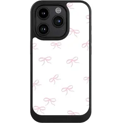 Nivocase Hülle für Apple iPhone 15 Pro Handyhülle NIVOcore Case Schwarz Muster Schleife Schleifen (Apple iPhone 15 Pro), Smartphone Hülle, Schwarz
