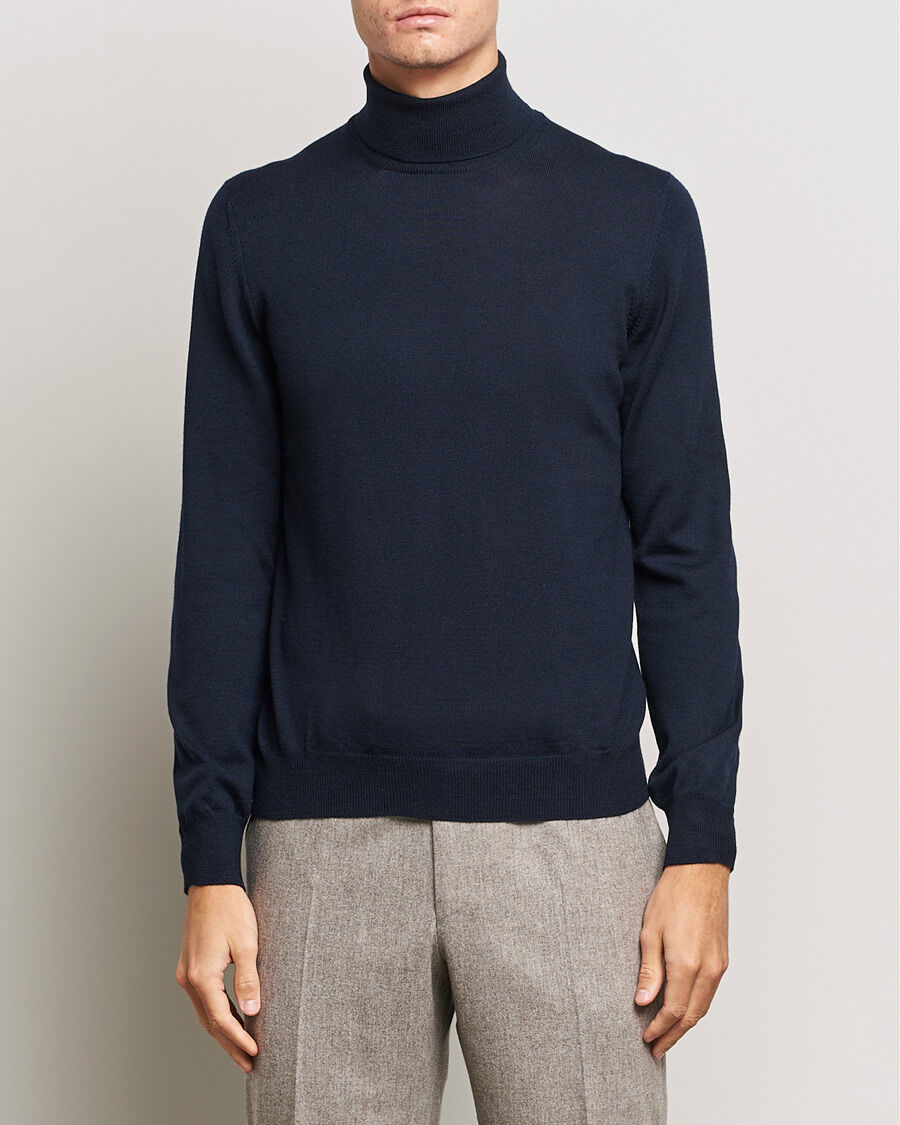 Gran Sasso Merino Fashion Fit Rollneck Navy men 54 Blå