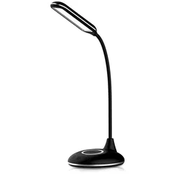 Tischlampe Tischleuchte Schreibtischlampe, Wireless Charger, verstellbar, dimmbar, CCT, Alu, schwarz, LED 4 W 400 lm 3000-6500 K, LxBxH 14,3x12,7x31cm