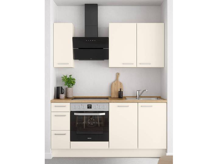 Küchenzeile High-Line Touch Variante A 180cm Ausrichtung links Beige/Magnolia/Eiche Sierra Dekor AEG