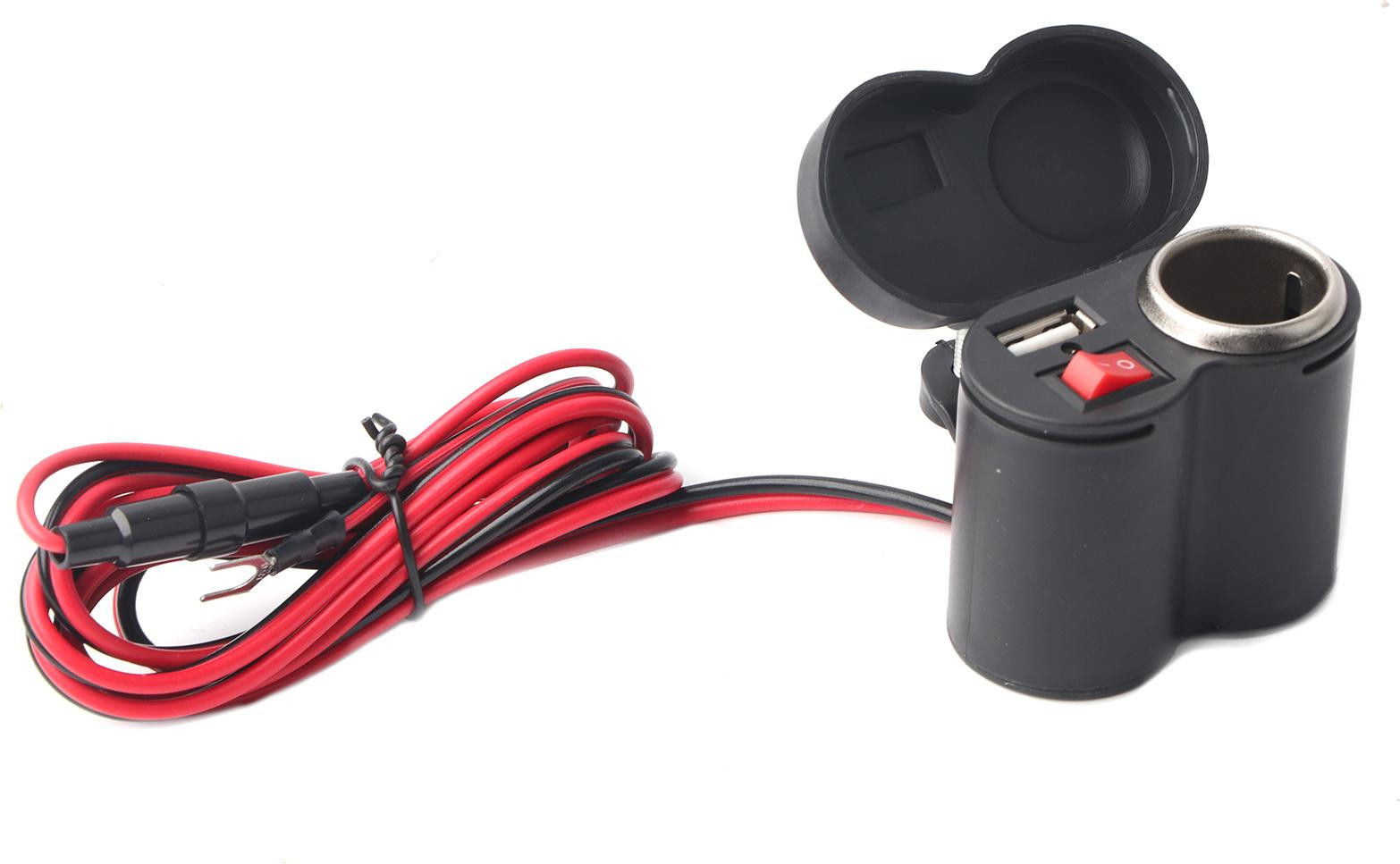 Gistuch USB-sigarettenaansteker en motorfietslader met ABS-behuizing voor telefoons en tablets