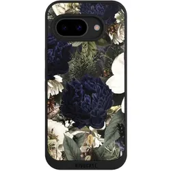 Nivocase Handyhülle für Google Pixel 9a Hülle NIVOpure Case Schwarz Blumen Utart Vintage (Google Pixel 9a), Smartphone Hülle, Schwarz
