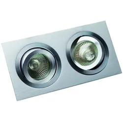 Rutec Kardanischer Einbaustrahler MELIMAR, IP20, eckig, 2-fach, exkl. Fassung, Aluminium gebürstet / Ring glänzend RU-57556