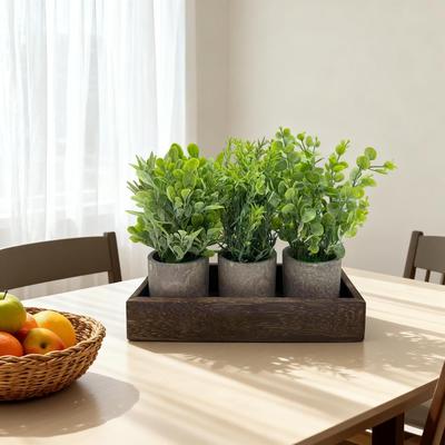 Garvee 7 Piece Farmhouse Wood Box Pulp Bucket Eucalyptus Rosemary Set