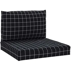 vidaXL Palettenkissen 2 Stk. Schwarz Karomuster Oxford-Gewebe