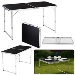 Klappbarer Campingtisch Verstellbar Aluminium Schwarz 120x60cm