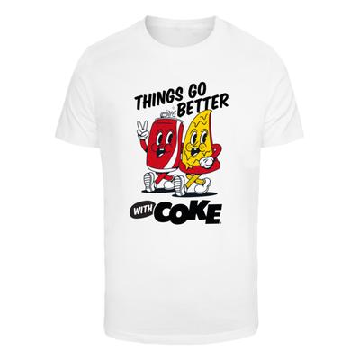 T-Shirt MERCHCODE "Merchcode Things Go Better with Coke", Herren, Gr. M, weiß, 100% Baumwolle, bedruckt, normal, Rundhals, Shirts T-Shirt