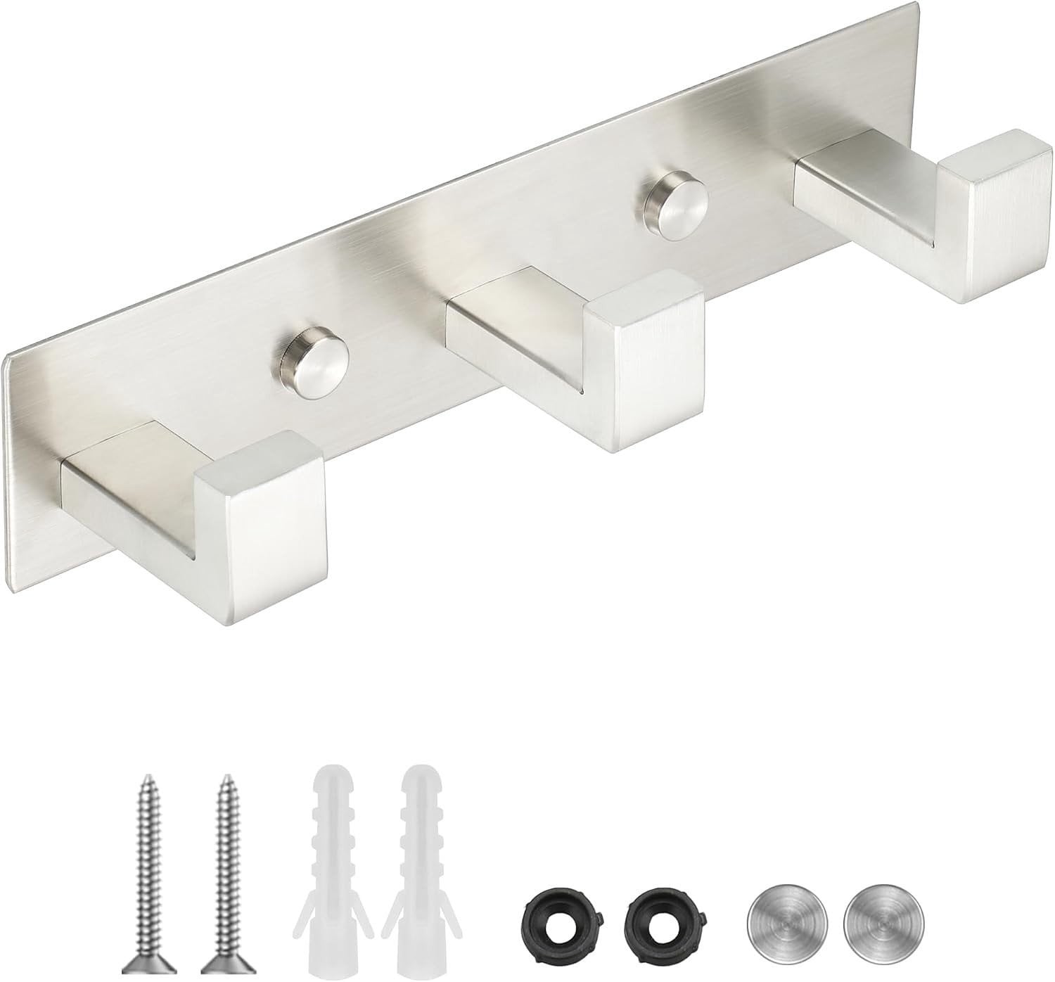 Zware wandhaak van RVS met 3 haken voor kleding, 24 cm