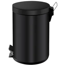 Proregal Runder Tretabfallsammler mit herausnehmbaren Kunststoff-Inneneimer | 3 Liter, HxBxT 27x19,5x17cm | Schwarz
