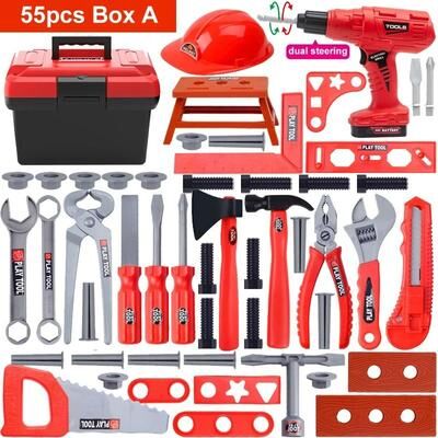 Uplifted Finds Children's Construction Tool Set With Electric Toy Drill 55 Pcs Box A
