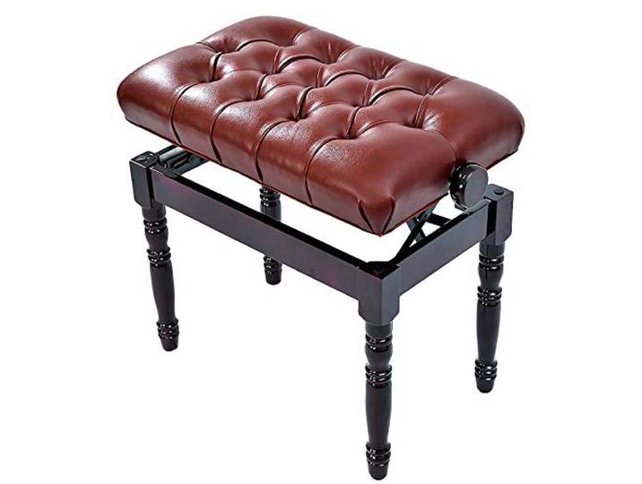 iumLeap Klavierhocker, verstellbare Tastaturbank, Klavierbank, Einzel-Klavierhocker, Schminkhocker, Holzrahmen, 46–56 cm (Rotbraun)