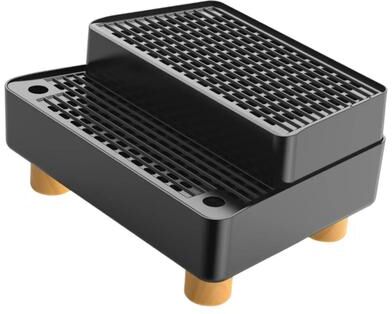 Uplift Essentials Leakproof Double Layer Cat Litter Step Ramp black