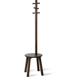 Pillar Garderobenständer Dunkles Holz mit Hocker
