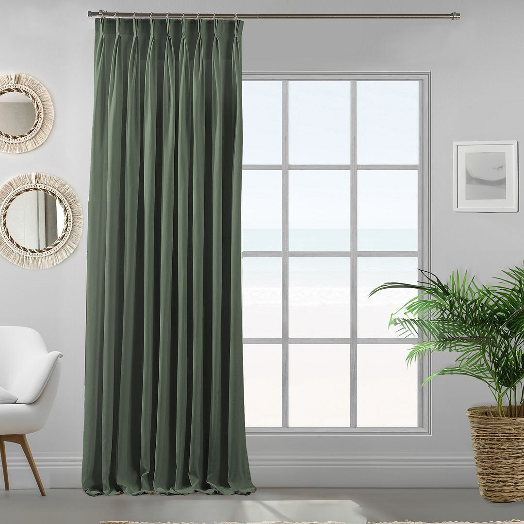 Noine Home Deco Room Darkening Single Curtain Panel Leaf Green 65cm Width x 200cm Drop