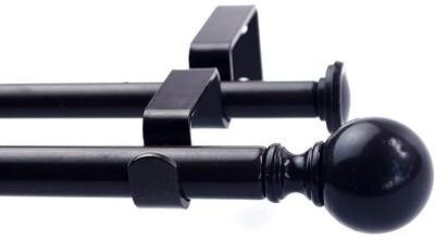 Urbanest Round Ball Designer Double Drapery Adjustable Curtain Rod & Hardware