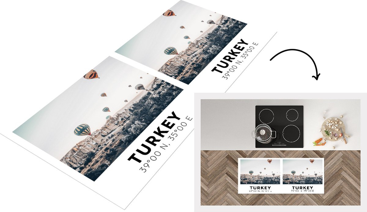 KitchenYeah Keukenloper Cappadocië Luchtballon Vinyl B/D: 120 x 50 cm