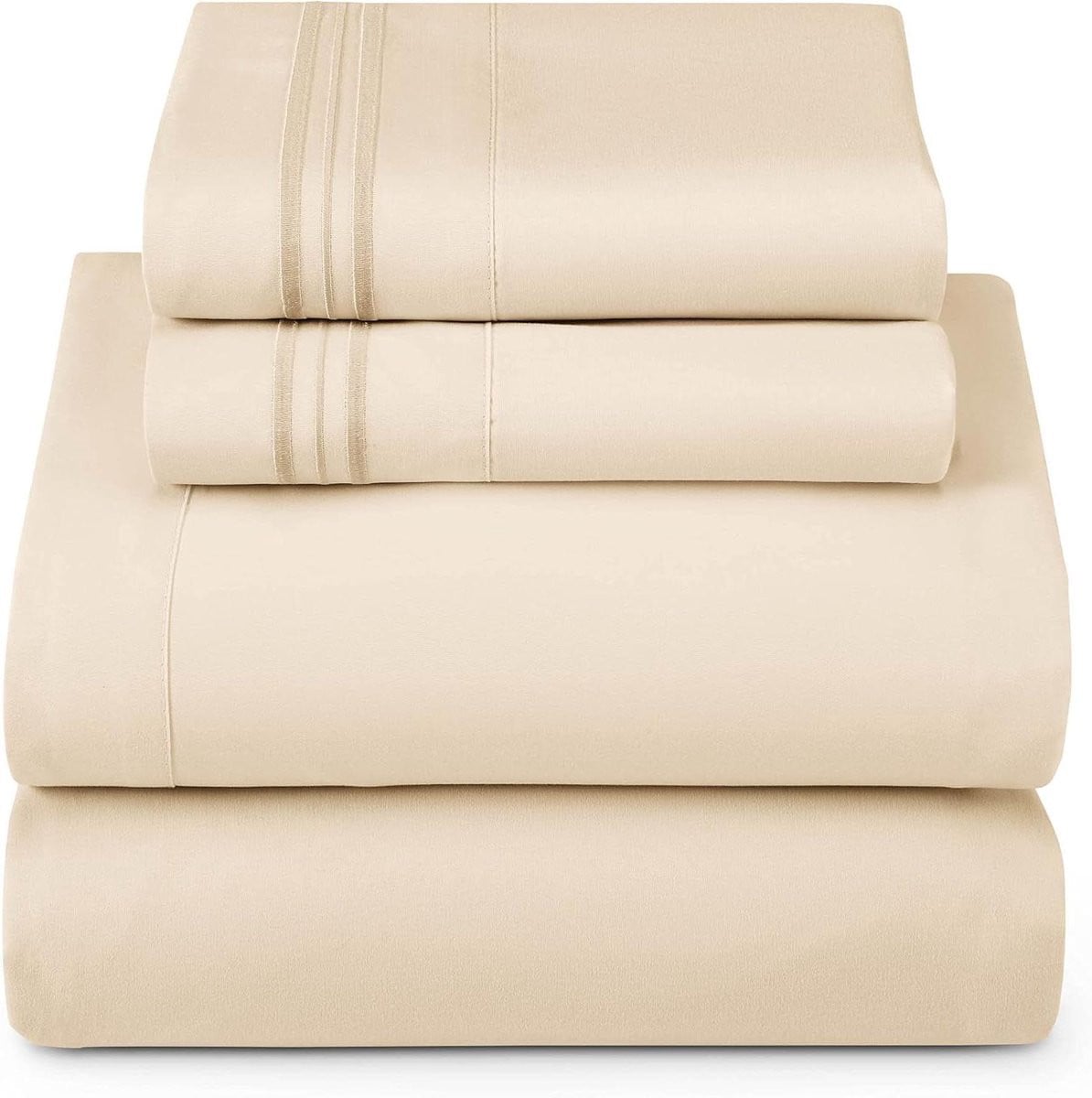 Beige Hoeslaken Set met Diepe Zakken voor Split Koning Beddengoed