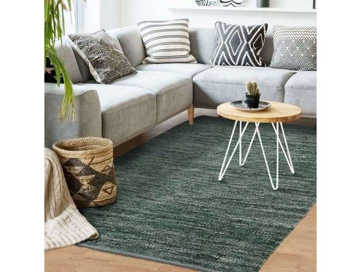 Tapis en cuir tressé bleu gris 160x230