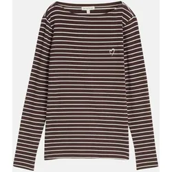 Langarmshirt mit Streifenmuster Braun L