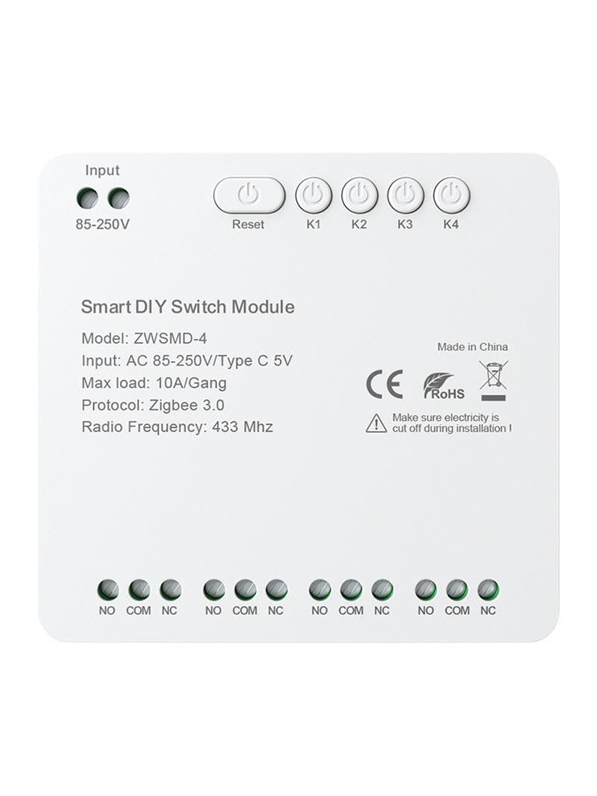 Avatto ZWSMMD?4?250V ZigBee 4?Channel Switch Module - DC 32V