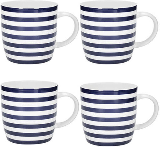 KitchenCraft Set Of 4 Nautical Stripe Barrel Mugs