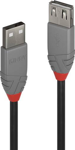 LINDY USB-Kabel USB 2.0 USB-A Stecker, USB-A Buchse 0.50m Schwarz 36701