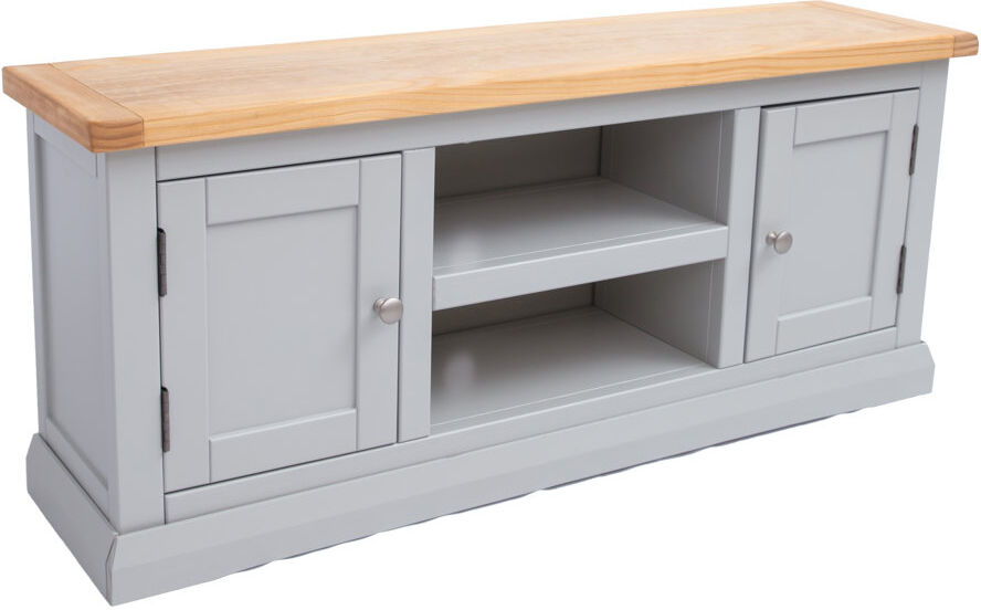 Brambly Cottage Henslee TV Stand for TVs up to 55" Light Grey/Satin Chrome 55"