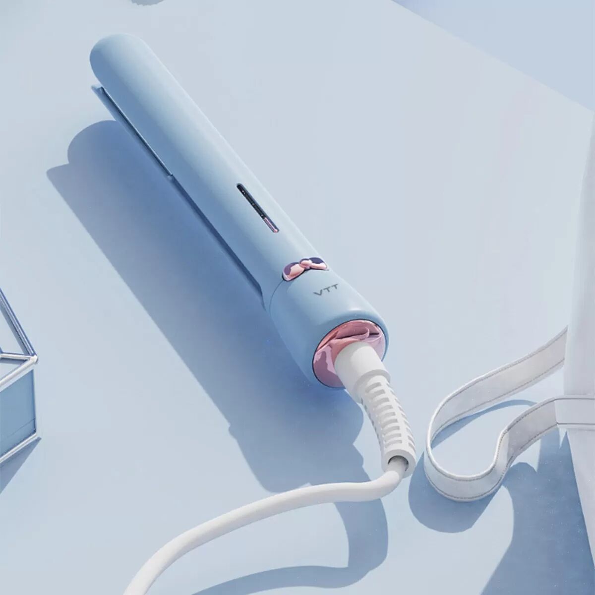 INF 2-in-1 Haarglätter und Lockenstab – Turmalin-Keramik, 3-Sekunden-Aufheizung, 3 Temperaturstufen, Anti-Verbrennungs-Schutz, Blau
