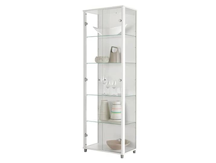 möbelando Vitrine Glasvitrine Standvitrine Vitrinenschrank Berlin X Weiß