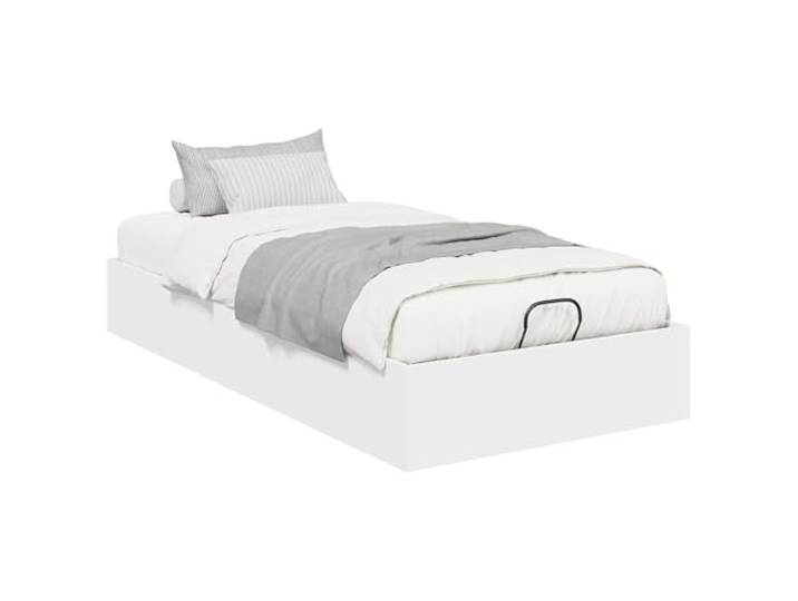KKgypkn Weißes Ottoman Bettgestell mit Stauraum 203x90 cm, Holzwerkstoff, Gaslift-Mechanismus