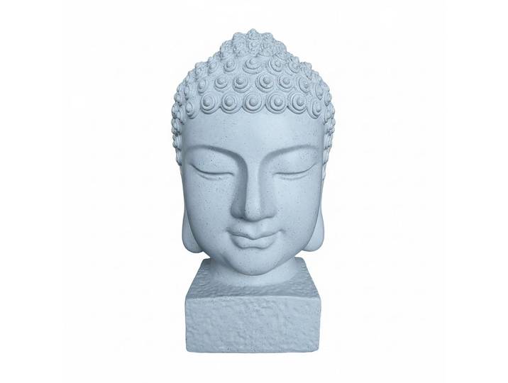 Relaxdays Buddhakopf Weiß Polyresin wetterfest 70 cm, Kunststoff, 51.3x76.8x51.3 cm, Dekoration, Dekofiguren & Skulpturen, Buddhastatuen