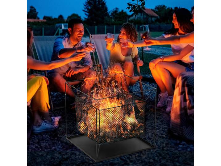 Outsunny Brasero Extérieur Carré Métal Noir 45cm