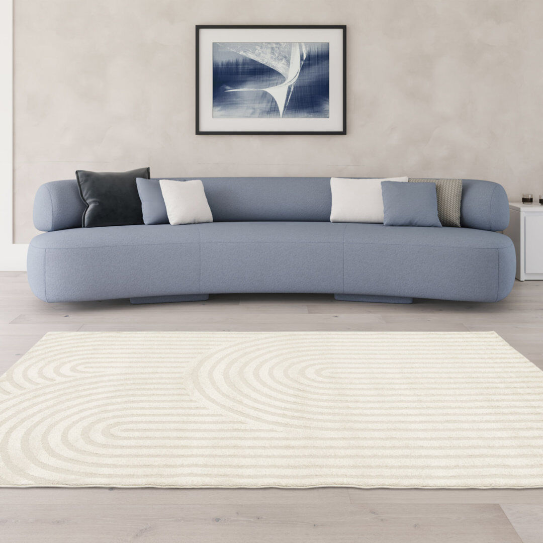 Mikado Living Farr Rectangle Geometric Shapes Area Rug Cream Rectangle 160 x 230cm