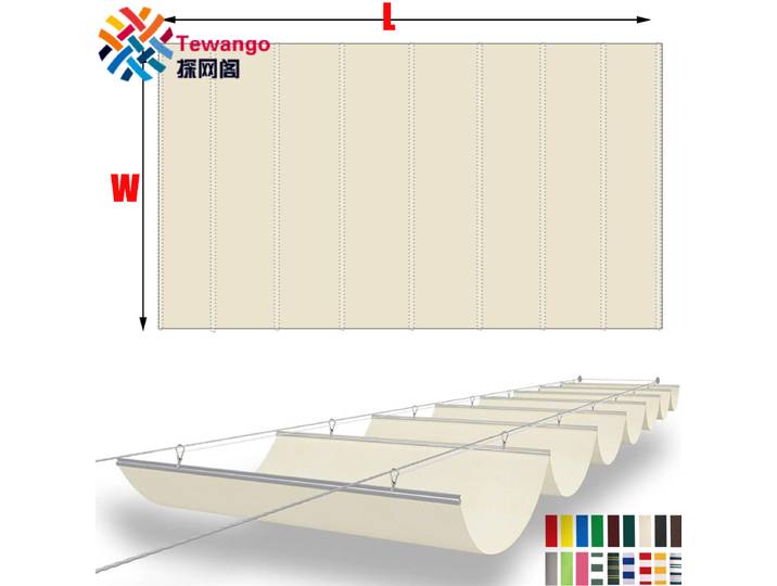 Tewango Pergola personnalisée vague ombre auvent extérieur imperméable auvent manuel télescopique Gazebos UV tissu cour soleil chambre couverture