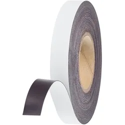 Magnetband farbig 25 mm | weiß | 30 m | 0,6 mm, Ferrit, PVC