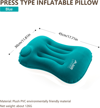 On Spot Shop Ultralight BISINNA Camping Inflatable Pillow, Portable Travel Hiking Air Pillow For Neck & Lumbar Support Outdoors blue