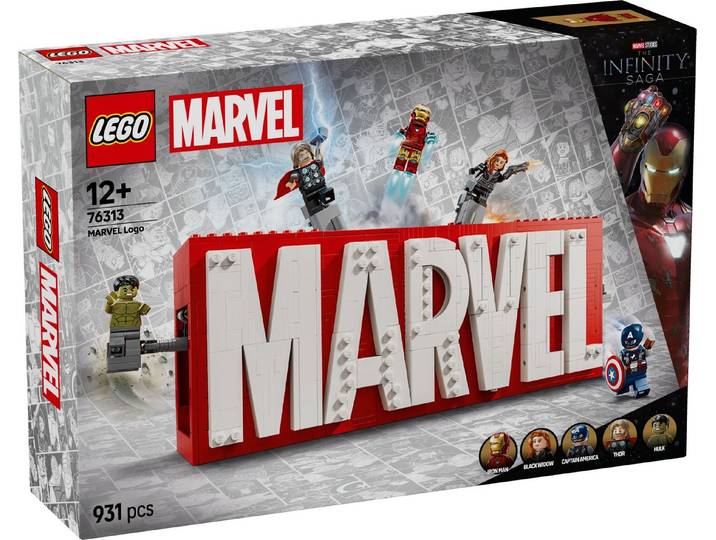 LEGO® LEGO® Super Heroes 76313 MARVEL Logo & Minifiguren Konstruktionsspielsteine, (931 St)