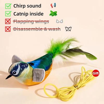 Uplift Picks USB Rechargeable Flapping Bird Cat Toy With Catnip Chirping Sound For Interactive Kitten Play b