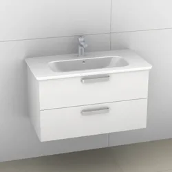 Artiqua 412 Waschtischunterschrank für Softmood T0558, Weiß Glanz, 412-WU2L-I35-7050-68 412-WU2L-I35-7050-68